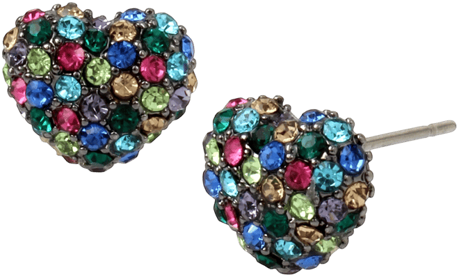 Faux Stone Pave Heart Stud Earrings