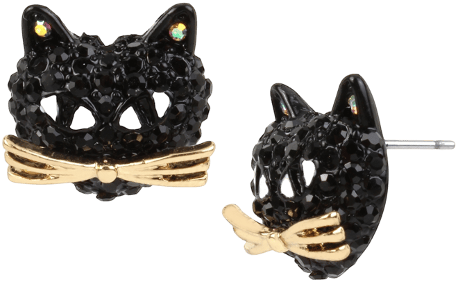 Faux Stone Pave Cat Stud Earrings