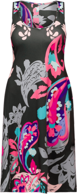 Women's Pink Paisley Print Sleeveless Knee Length Tank Swing Dress