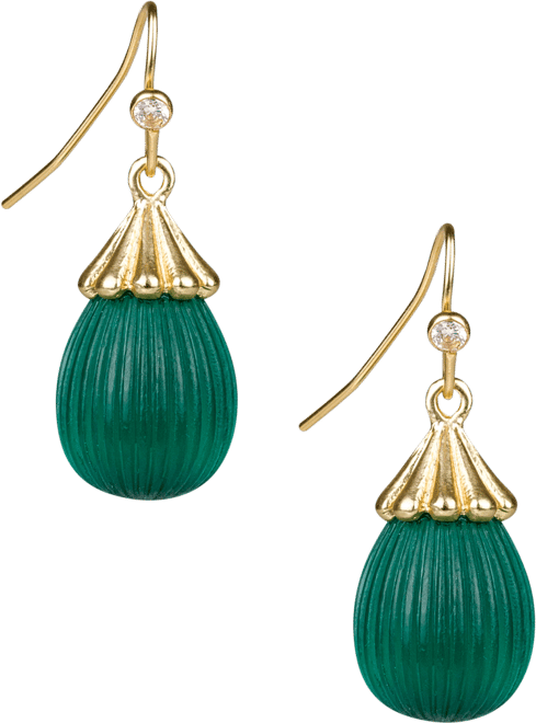 Gold-Tone Pave & Color Bead Drop Earrings
