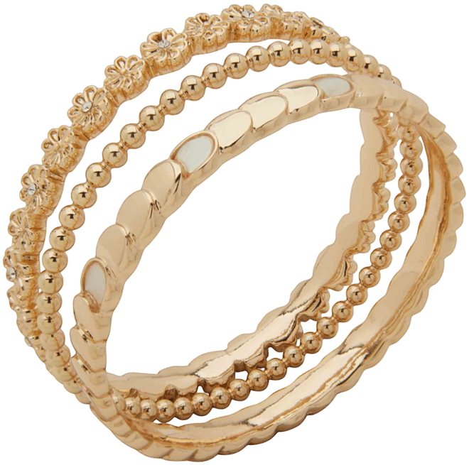 Floral Motif Bangle 3Pc Bangle Set