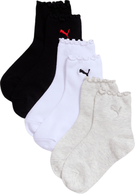 PUMA Non-Terry Quarter-Length Crew Socks (3 Pairs)