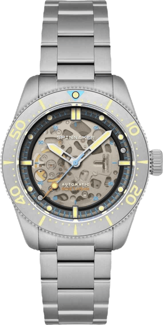 Men's Croft 42 Skeleton Automatic Sandblasted Solid Stainless Steel Bracelet Watch, 42mm