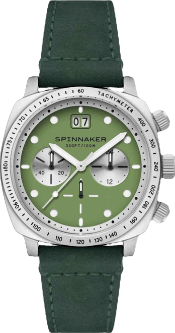 Men's Hull Chronograph Green Leather Strap Watch, 42mm