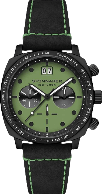 Men's Hull Chronograph Black Leather Strap Watch, 42mm