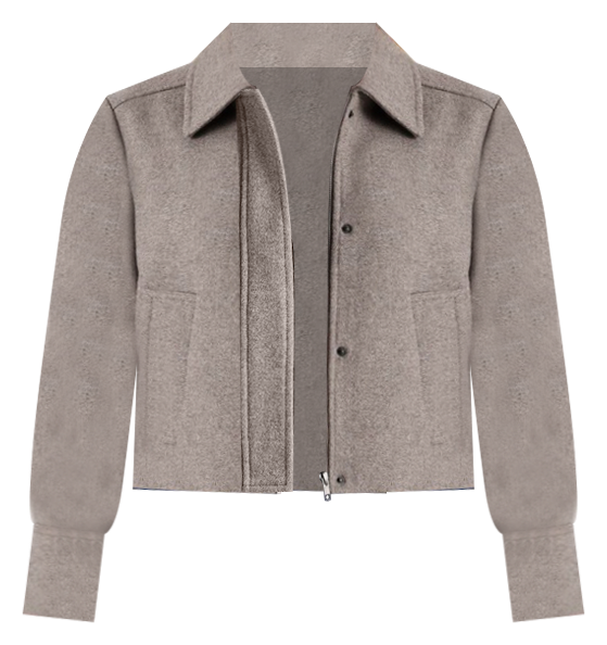 Recycled Poly Blend Cropped Zip Front Jacket in Taupe