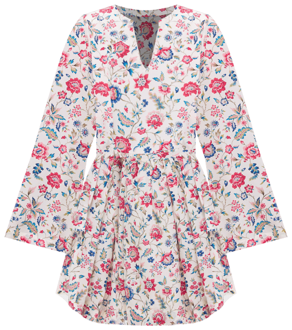 White Floral Silvie Beam Silk Dress