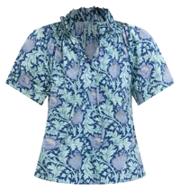 Green & White Floral Thea Blouse