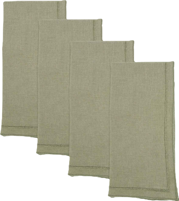 Stonewashed Overlock Linen Edge Napkins, 20" x 20"