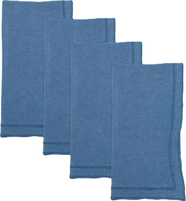 Stonewashed Overlock Linen Edge Napkins, 20" x 20"