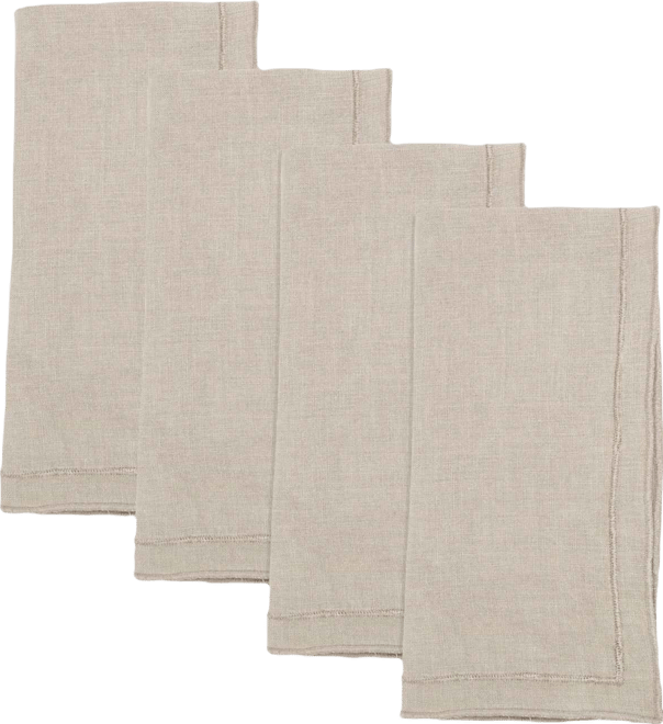 Stonewashed Overlock Linen Edge Napkins, 20" x 20"