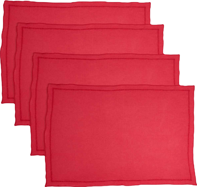 Stonewashed Overlock Linen Edge Placemats, 14" x 20"