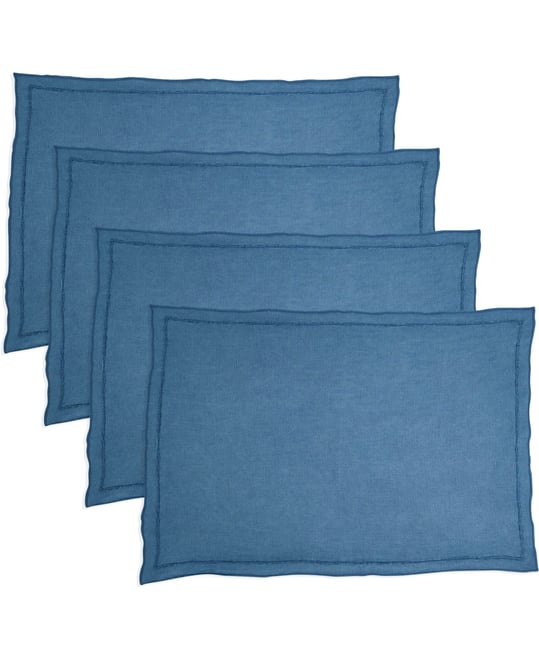 Stonewashed Overlock Linen Edge Placemats, 14" x 20"