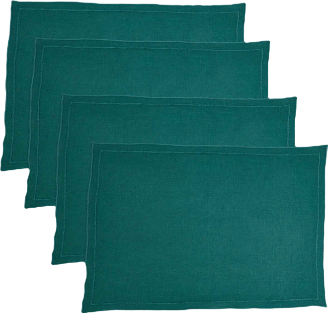 Stonewashed Overlock Linen Edge Placemats, 14" x 20"