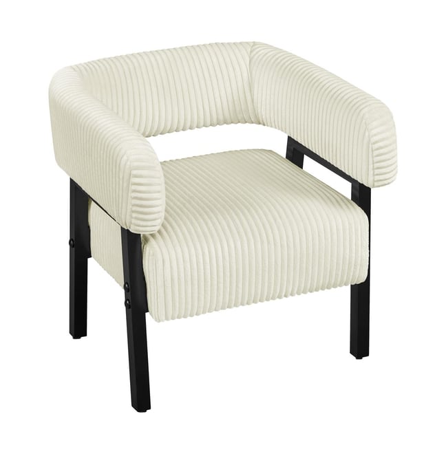 Contemporary Upholstered Corduroy Barrel Accent Chair, Dark Green