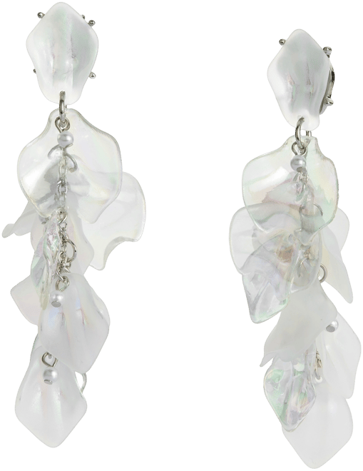 Ivory Garden Glam Flower Petal Dangle Earrings