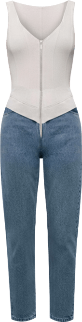 Women's Denim Garnished Jumpsuit