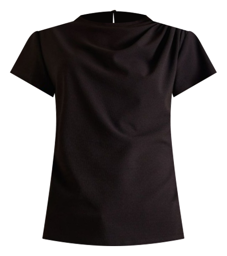 Textured Gathered Top in Black