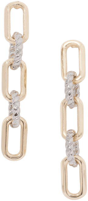 Mixed Metal Links Drop Earrings
