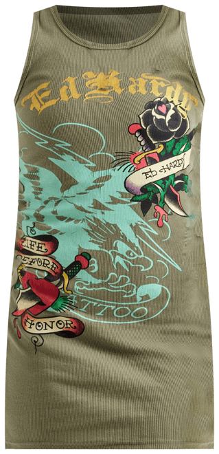 Ed Hardy Black Rose Tank Dress