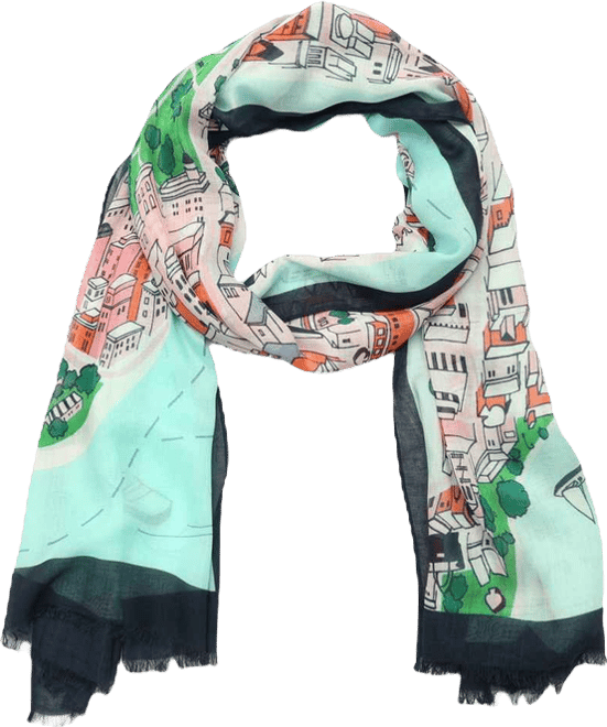 Women's Map Oblong Scarf