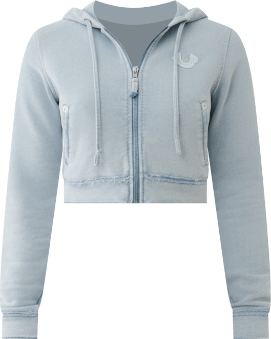 Women's Washed Raw Edge Big T Hoodie Sweatshirt