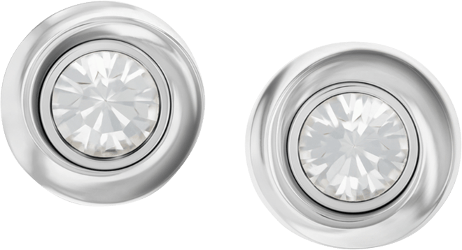 Stainless Steel Cubic Zirconia Twisted Bezel Stud Earrings