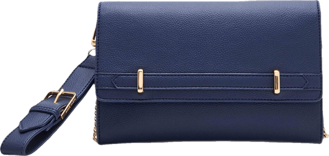 Belted Clutch with Detachable Wristlet and Crossbody Strap