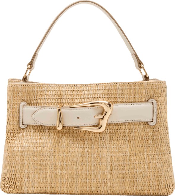 Straw Top Handle Satchel with Convertible Strap