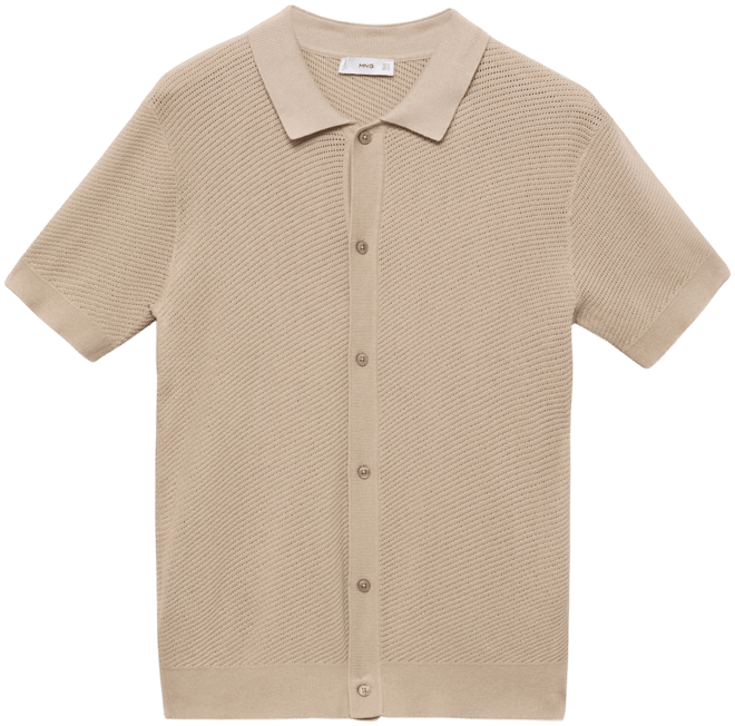 Men's Openwork Knit Structured Shirt