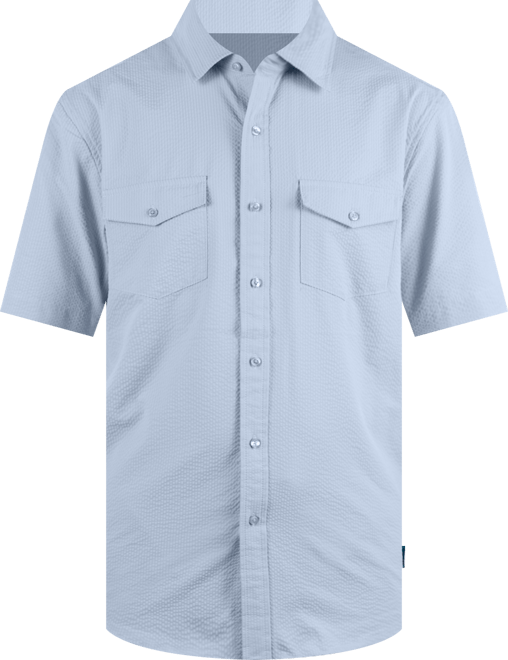 Men's Hybrid Short Sleeve Seersucker Button-Front Shirt