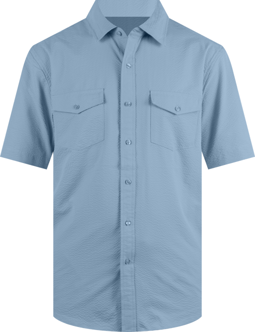 Men's Hybrid Short Sleeve Seersucker Button-Front Shirt