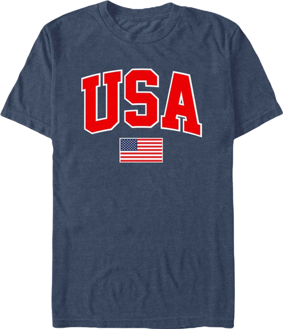 Men's Usa Collegiate and Flag Short Sleeve T-Shirt