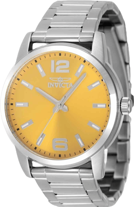 Men's 48493 Celestial Quartz 3 Hand Yellow Dial Watch