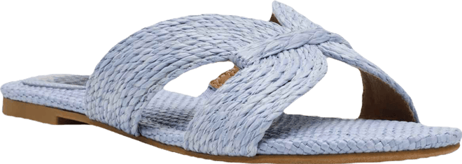 Women's Geeya Raffia Criss Cross Strap Flat Slide Sandals