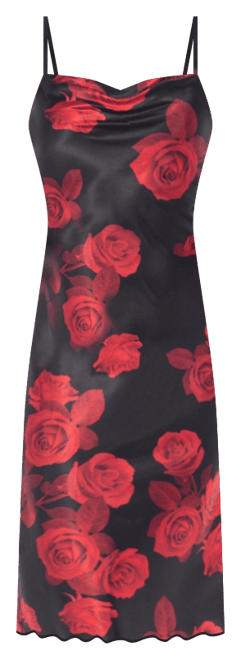 Women's Print Satin Slip Midi Dress