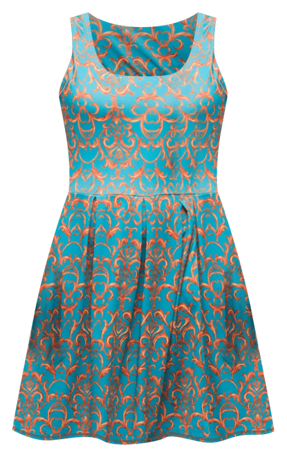 Women's Sky Blue Sleeveless Pleated Knee Length Pocket Dress