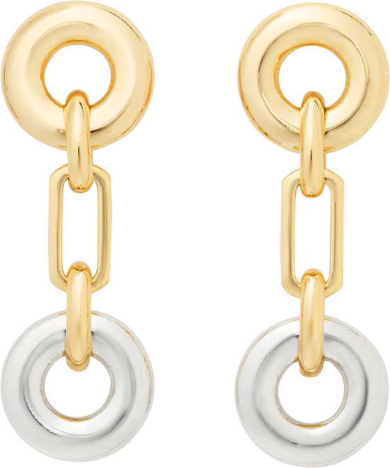 Two-Tone Interlock Linear Drop Earrings