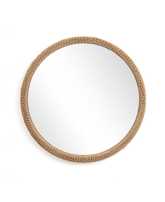 Bamboo Frame Round Accent and Vanity Wall Mirror
