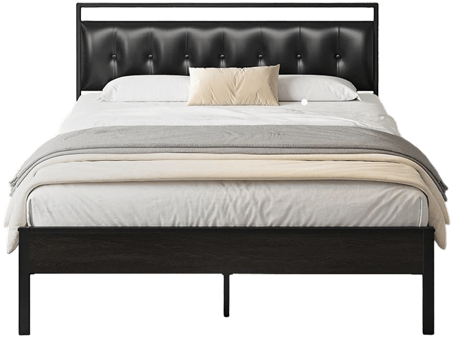 Queen Size Velvet Upholstered Bed Frame with Led Headboard, 2 Drawers, Charging Station