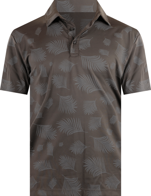 Men's Short Sleeve Two-Tone Leaf Print Polo Shirt