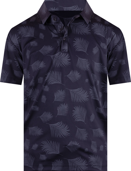 Men's Short Sleeve Two-Tone Leaf Print Polo Shirt