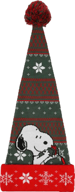 Men's Snoopy With Present Red & Green Santa Hat