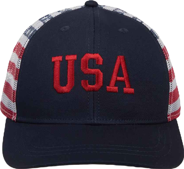 Men's 4th of July American Flag Usa Blue Trucker Hat