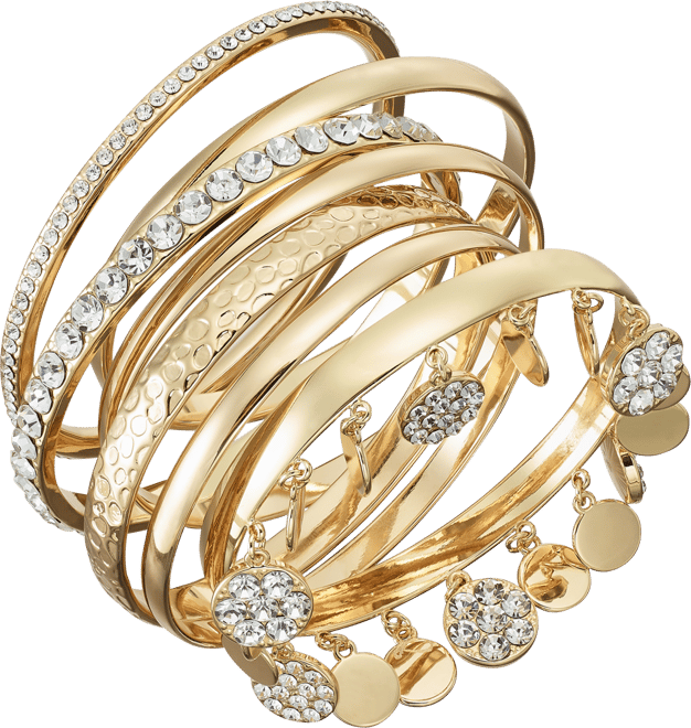 Gold-Tone 7-Pc. Set Crystal Bangle Bracelets, Exclusively at Macy's