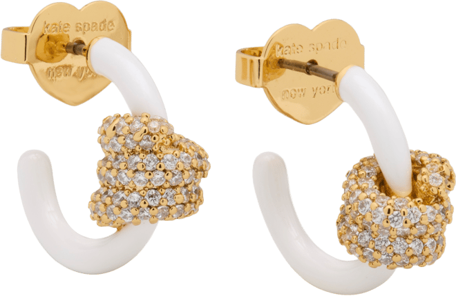 Small Pave Knot Hoop Earrings, 0.62"