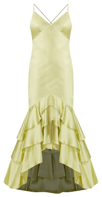 Women's Tiered Satin High Low Gown