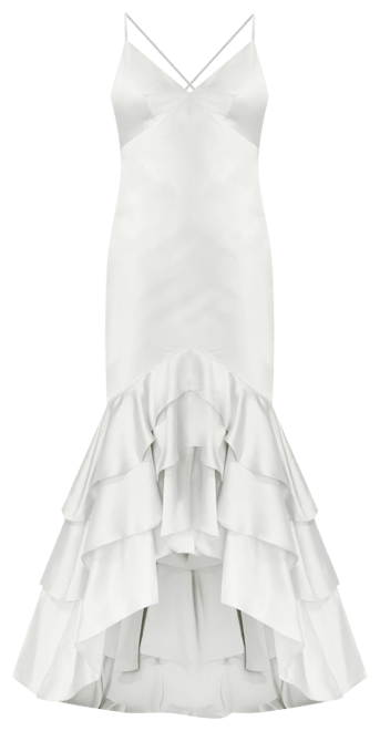 Women's Tiered Satin High Low Gown