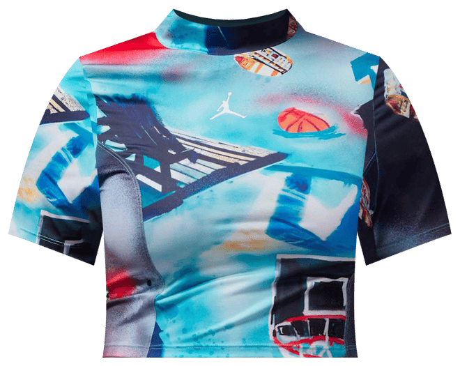 Jordan Crop Top mit kurzen Ärmeln aus Strickmaterial mit Print (Damen)