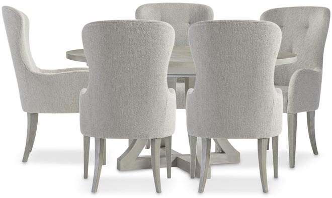 Cornelia 6-Pc. Dining Set (Round Table & 5 Tufted Arm Chairs)